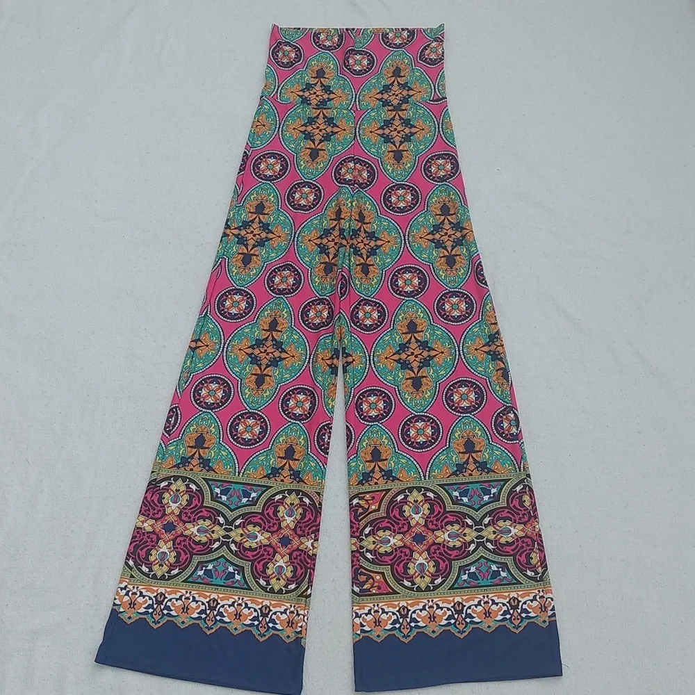 WHITE MARK Bohemian Multicolor Palazzo Pants NWT